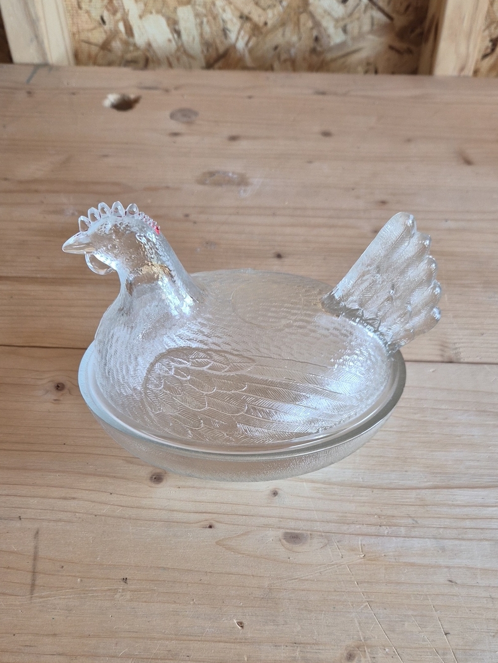 ORIGINAL 1930s Vintage Clear Indiana Glass Hen on Nest